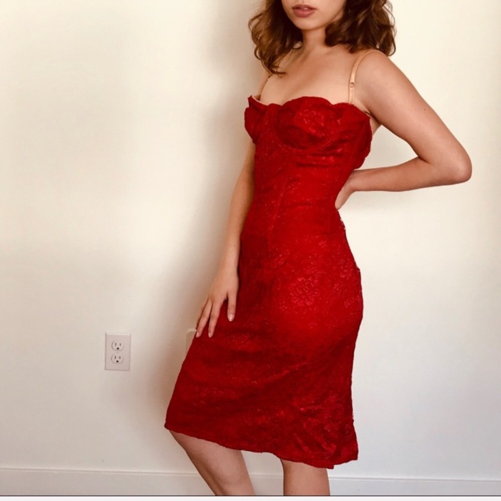 Dolce & Gabbana Red Midi Dress - Picture 2 of 8